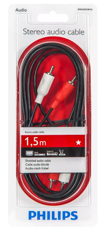 Philips Stereo Audio Cable 1.5m Black -SWA2521W/10