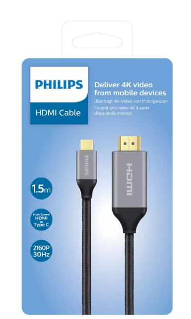 Philips Type C to HDMI Cable 1.5m Black -SWV5430/10