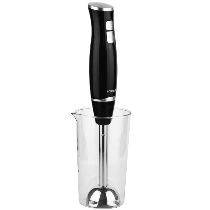 Sonashi 250w Hand Blender With Calibrated Beaker, Jar -700ml Black-Silver - SHB-186J