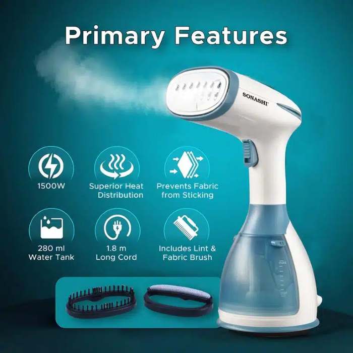 Sonashi Portable Handheld Garment Steamer Blue-White - SGS-327