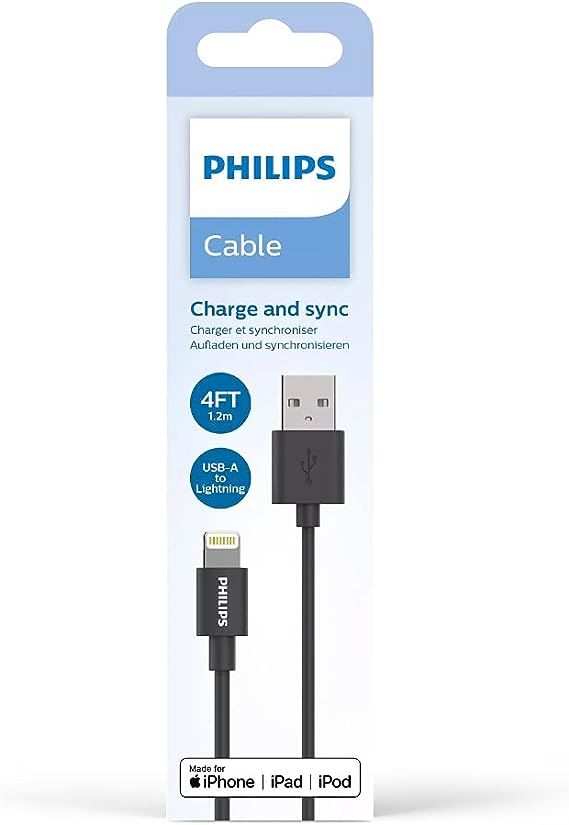 Philips USB-A to Lightning Cable Black 1.2m -DLC3104V/00