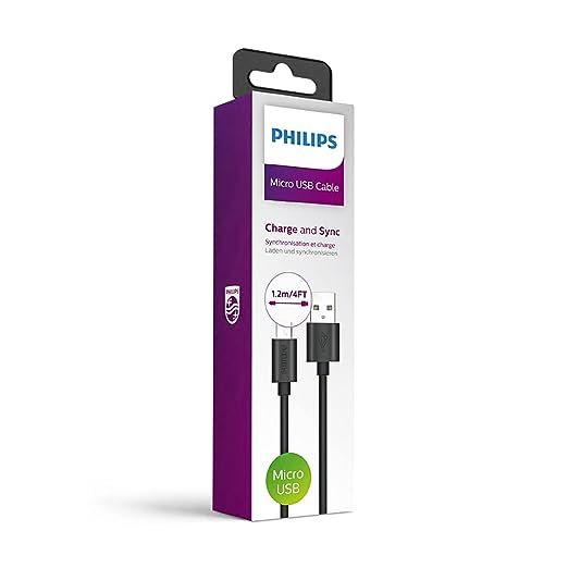 Philips USB-A to Micro USB Cable Black 1.2m -DLC3104U/00