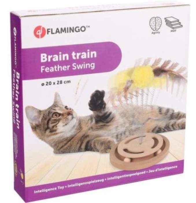 Flamingo Kitty Brain Train with Feather Cat Toy (Pack of 2)