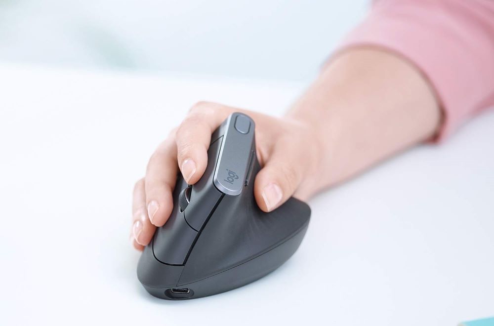 Logitech MX Vertical Advanced Ergonomic Mouse, Wireless via Bluetooth or Included USB Receiver Rechargeable Graphite