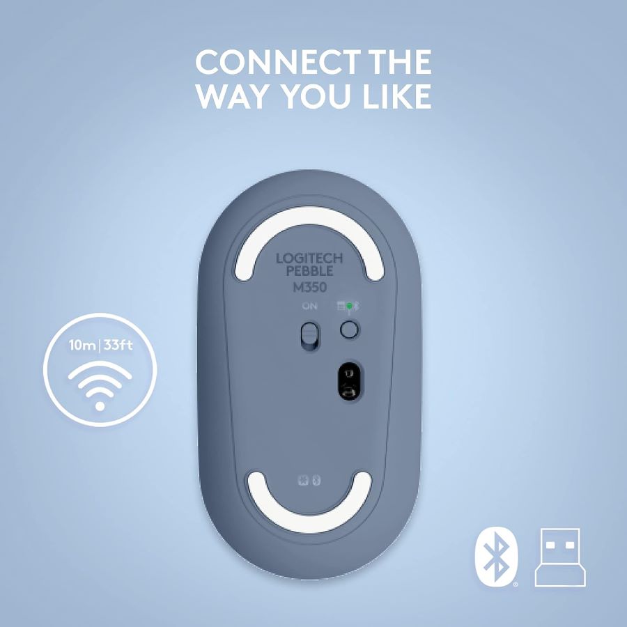 Logitech Pebble Wireless Mouse With Bluetooth - Blueberry