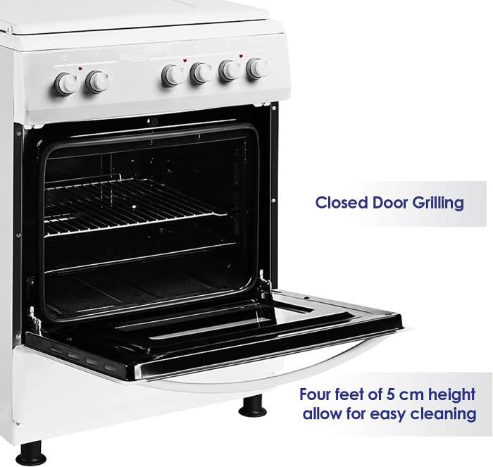Super General Freestanding Electric Cooker, 4 Hot Plates, Stainless Steel Cooker, Electric Oven With Splash Protection, White -  SGC6041BS