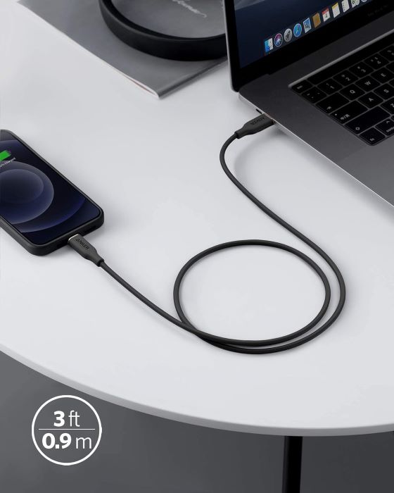 Anker Type C to Lightning 100W PowerLine III Flow USB-C With Lightning Connector 6 Feet, Black - AN.A8663H11.BK