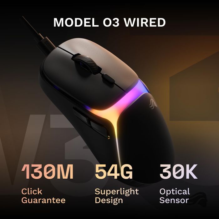 Glorious Model O3 Wired Gaming Mouse - Black