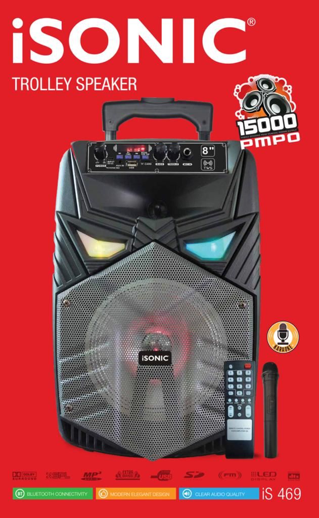 iSonic Trolley Speaker With Mic, Black - iS 469