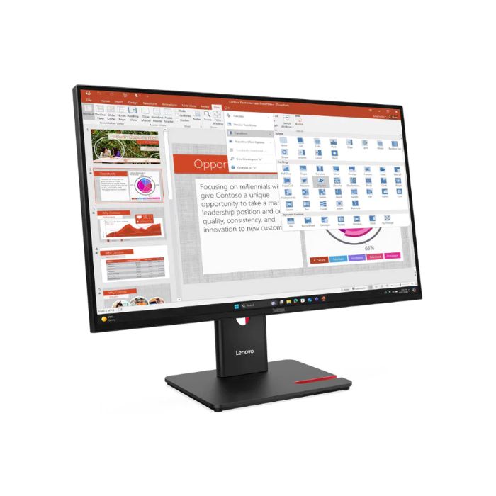 Lenovo Think Vision 27inch FHD 1920X1080 Monitor, Anti-glare, DP, HDMI, VGA,, Tilt Adjustable, Black - 64A5MAT6UK
