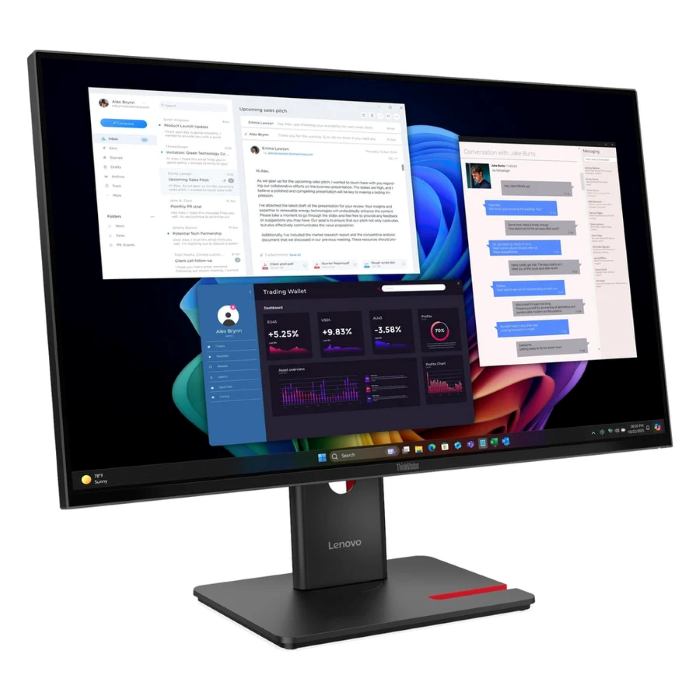 Lenovo Think Vision 27inch UHD 3840X2160 Monitor, Anti-glare, USB-C, HDMI, DP, RJ45, Adjustable - 64AFGAT2UK