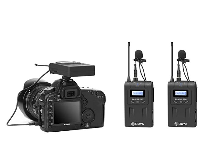 Boya by-WM8 Pro-K2 UHF Omnidirectional Dual-Channel Wireless Microphone System with One Receiver and Two Transmitter, Black