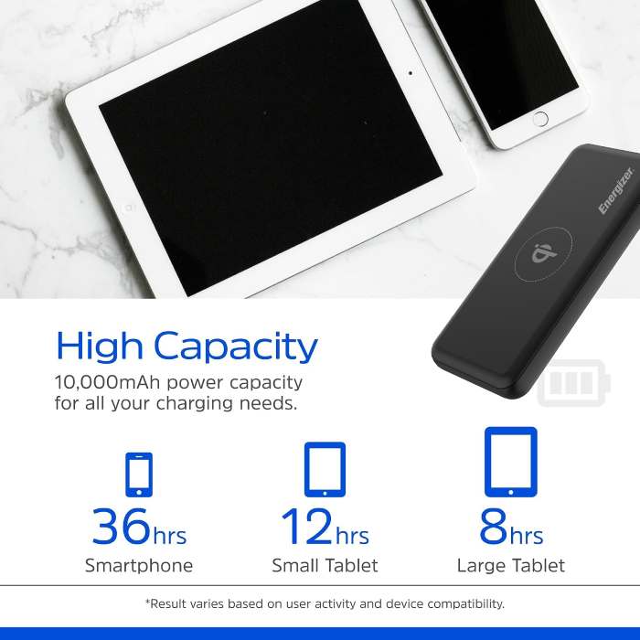 Energizer 10000 mAh Wireless Power Delivery Power Bank - Black