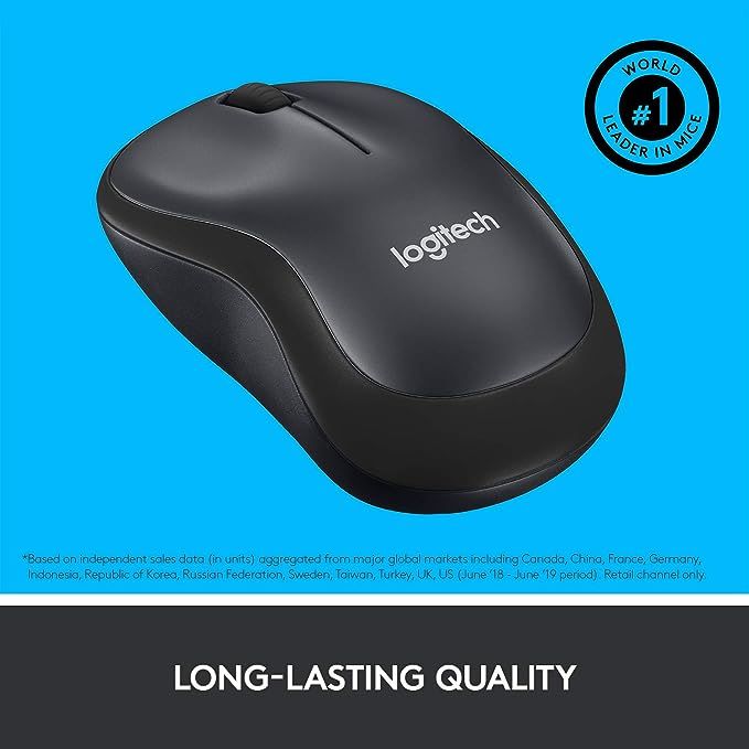 Logitech M220 Wireless Mouse, Silent Buttons, 2.4 GHZ With USB Mini Receiver