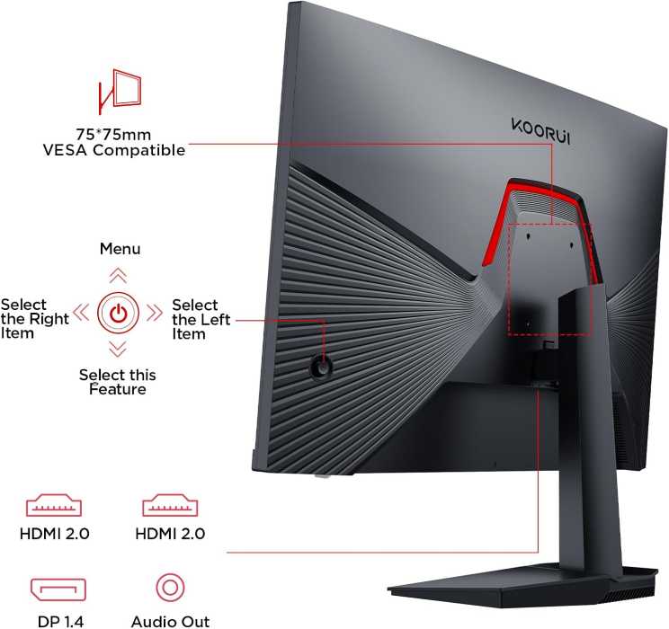 Koorui Gaming Monitor 25 inch VA, Full HD 1920 x 1080, 170Hz, HDMI, 1ms, FreeSync & G-Sync Compatible, DisplayPort, Black – 25E3A