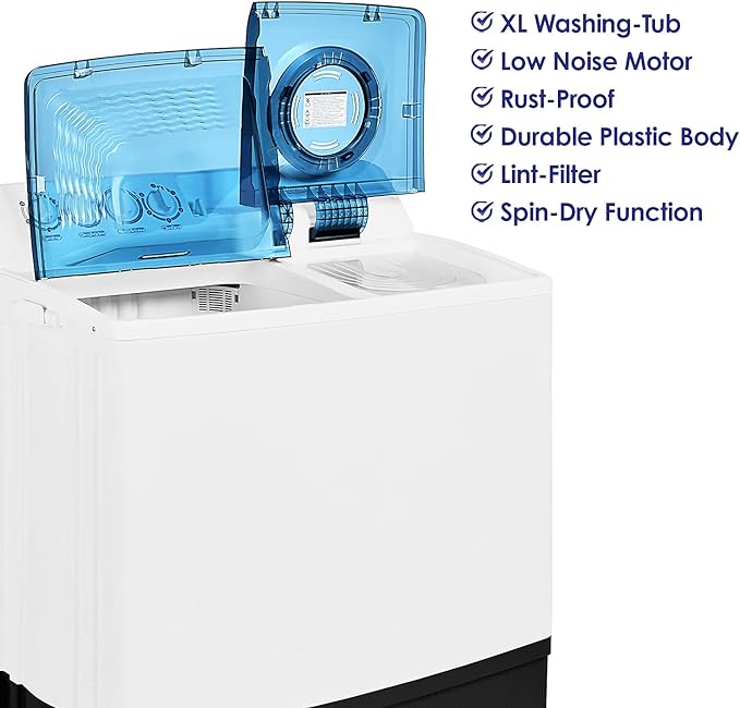 Super General 14 kg Twin-Tub Semi-Automatic Washing Machine, Efficient Top-Load Washer With Lint Filter, Spin-Dry - SGW-155