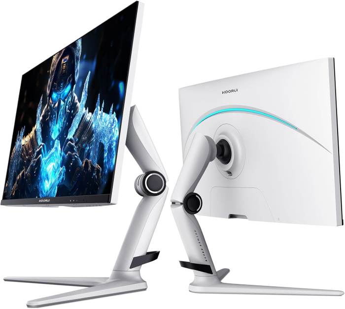 Koorui Gaming Monitor 27 inch VA mini-LED, QHD 2560 x 1440, Display 240Hz, Tilt Pivot Swivel Height Adjustable HDMI, DisplayPort, Grey – 27GN10