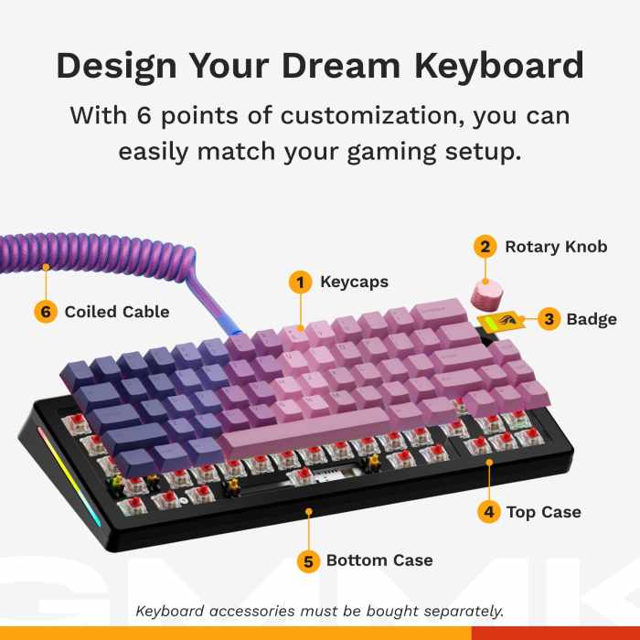 Glorious GMMK 3 65%% Prebuilt Mechanical Wired Gaming Keyboard - Black