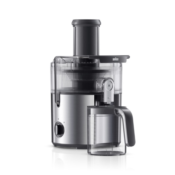 Braun MultiJuice 7 Spin Juicer, 1000 Watts, 2 Speed Settings, FastXtract Technology, Direct Serve Option, Anti-Drip System, 2L Pulp Container, Grey - SJ 7000