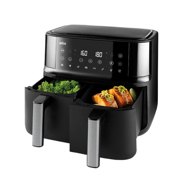 Braun TwinCook 3 Air Fryer, 8 Automatic Programs, 8 L Capacity, RealAir Technology, 2850 Watts, Auto-Off Function, Black - TD 3030