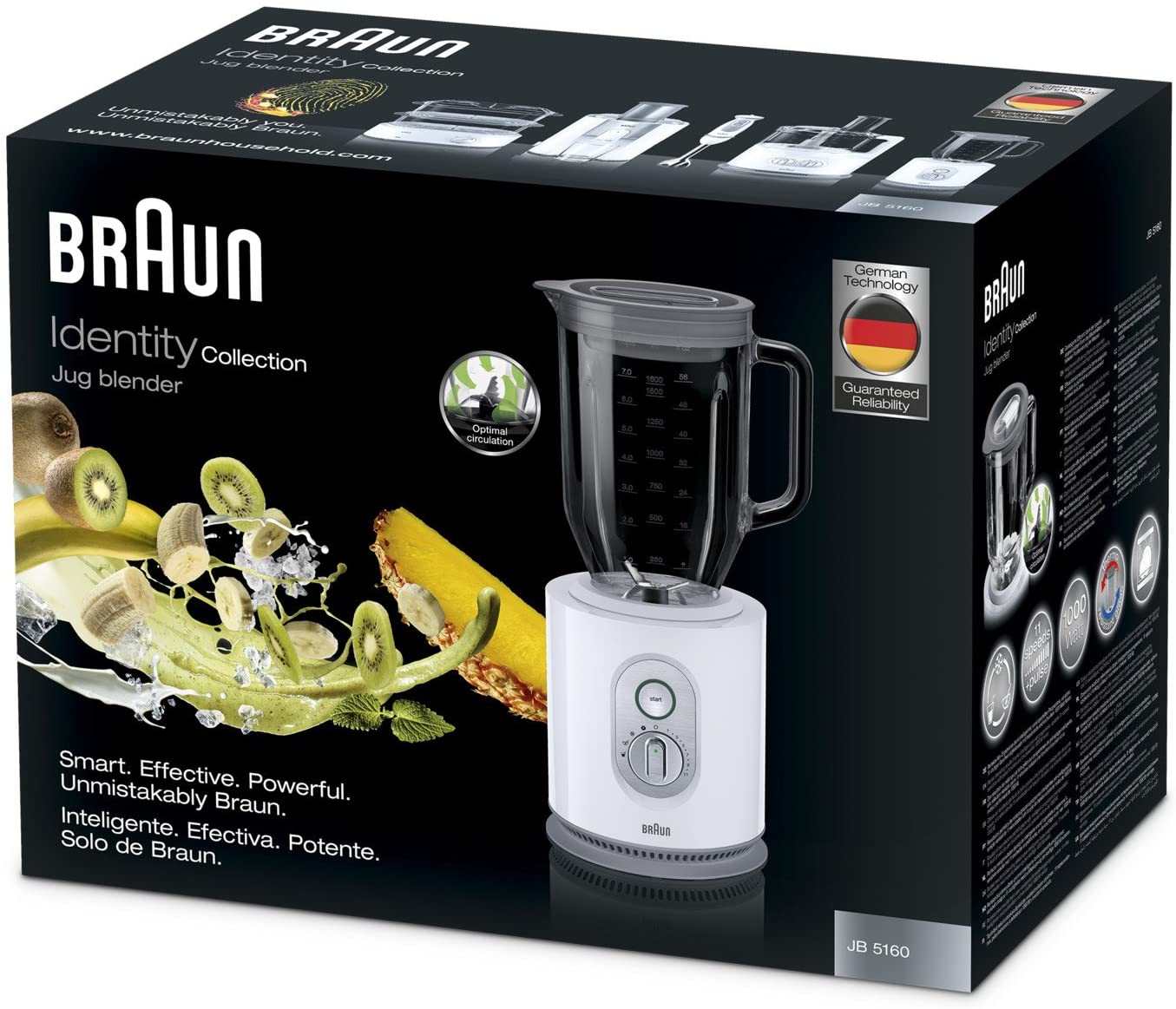 Braun 1000W Jug Blender, White, 1.6 Liters  (JB 5160)
