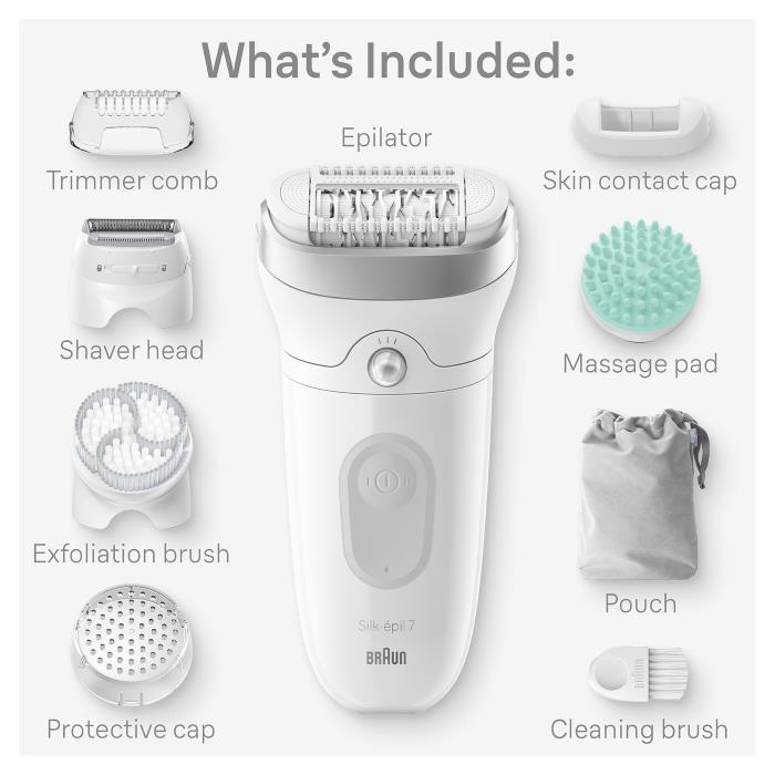 Braun Silk-Epil 7 SkinSpa, Hair Removal Device, Wet & Dry Epilator - SE 7081