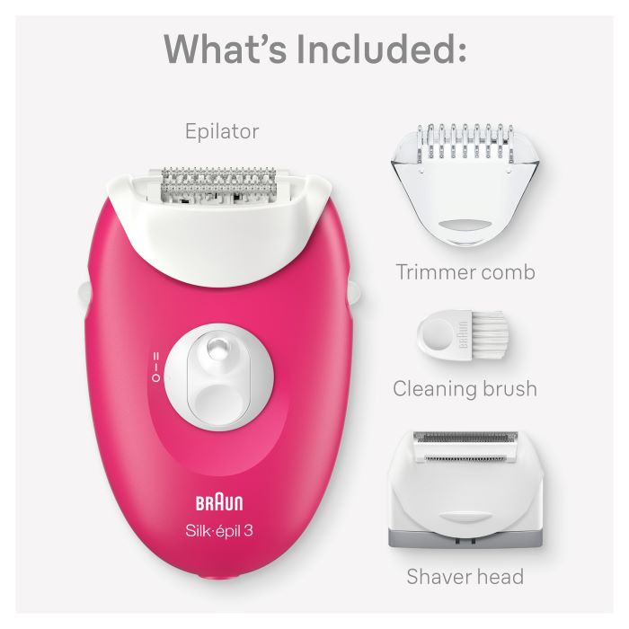 Braun Silk-Epil 3, Easy Hair Removal Device, Wet & Dry Epilator - SE 3032