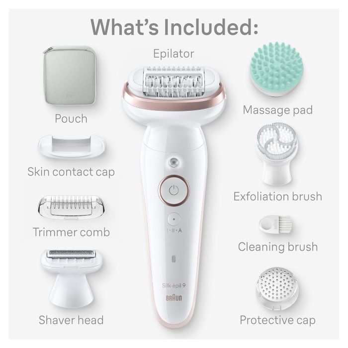 Braun Silk-Epil 9 SkinSpa, Hair Removal Device, Wet & Dry Epilator - SES 9080