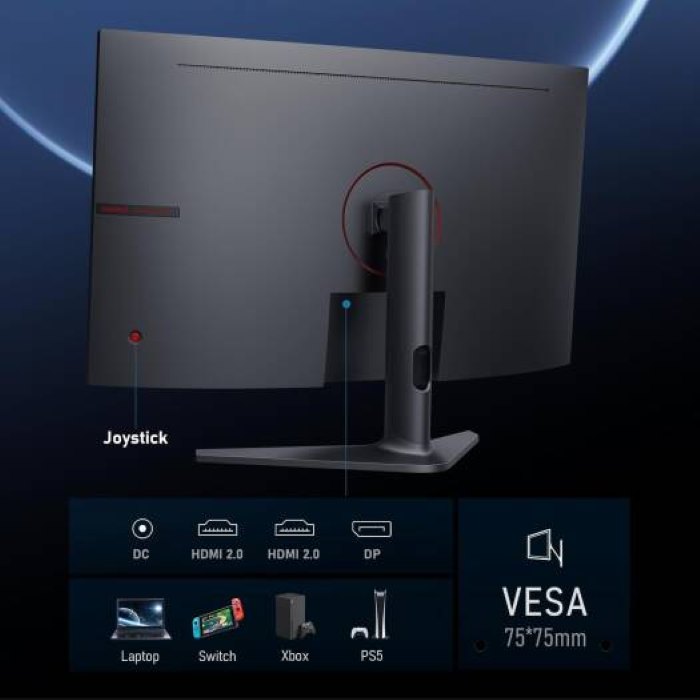 Koorui 32inch Gaming Curved Monitor, VA QHD 2560 x 1440, 170Hz 1ms, Black - 32E6QC