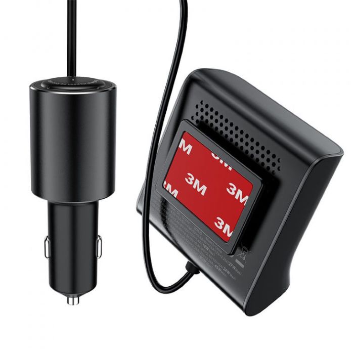 Acefast 90W 4-IN-1 Car Charger Splitter With LED Digital Display Black - B8-Black