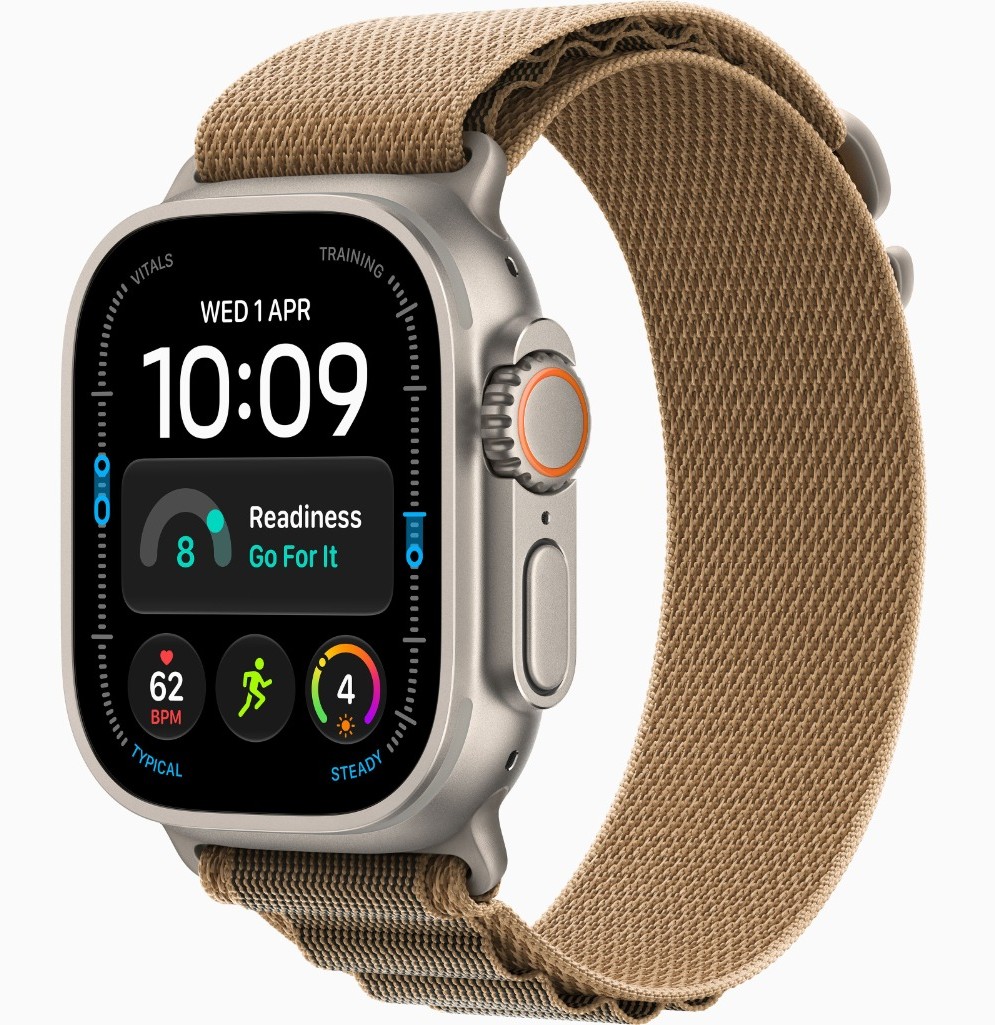 Apple Watch Ultra 4, GPS + Cellular, Natural Titanium Case with Desert Alpine Loop - L