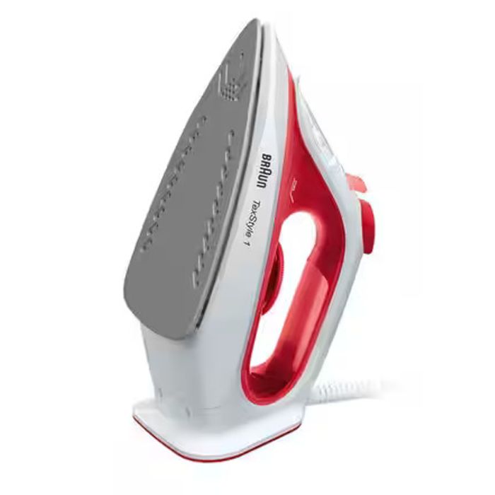 Braun TexStyle 1 Steam Iron, Non-stick soleplate coating, Light & Quick Ironing, Rapid Heat, Precision Tip, 1900 Watts, Self-Clean, Energy Saving, Easy Refill 220 ml - SI 1019 Red/White