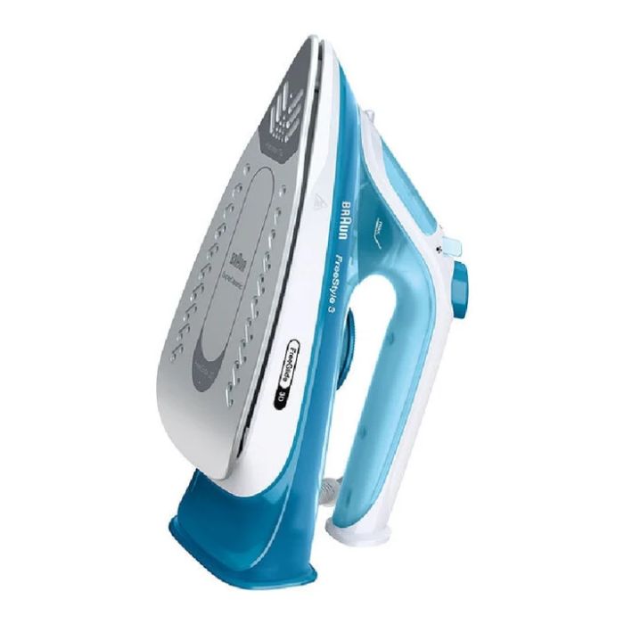 Braun FreeStyle 3 Steam Iron, The World’s First FreeGlide 3D Technology, SuperCeramic Coating, Precision Tip, Easy Refill 270ml, Self-Clean, Energy Saving, 2400 Watts, Anti-Drip - FI 3144 Blue