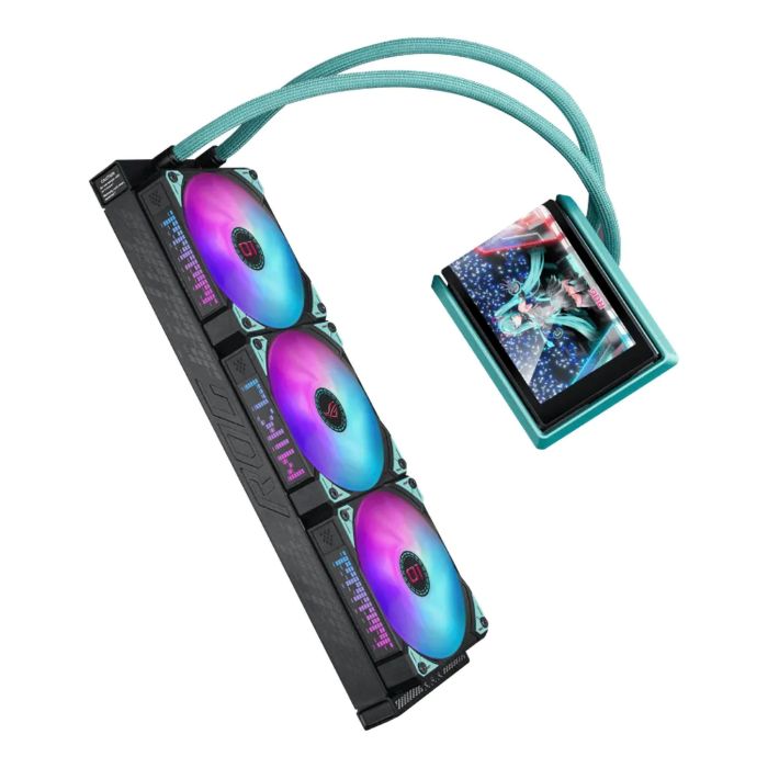 Asus ROG RYUO IV 360 ARGB Hatsune Miku Edition Liquid Cooler, Black, Hatsune Miku's Signature, 90RC01P1-B0EAY0