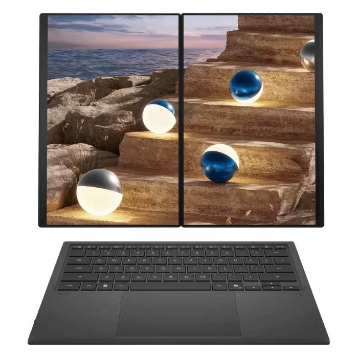 Asus Zenbook DUO Laptop, 14inch 3K OLED 144Hz Display, Intel Core Ultra 7 355 Processor, 32GB RAM, 1TB SSD, Windows 11 Home, English & Arabic Keyboard, 1 Year Warranty