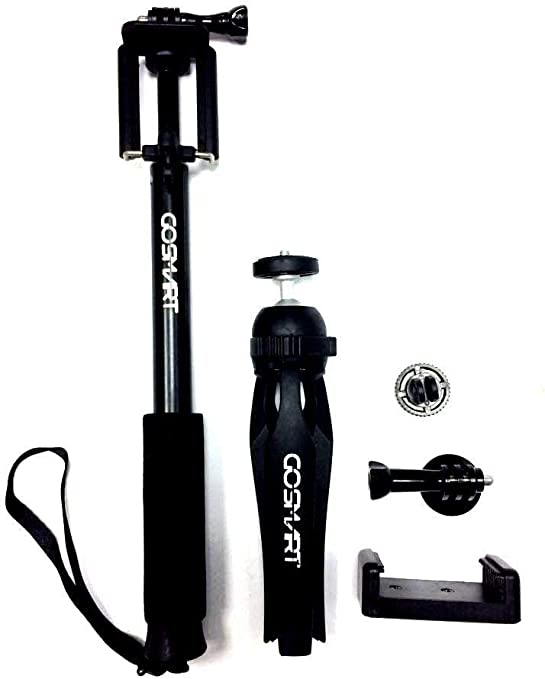 Gosmart Selfie Stick Kit For Digital Camera, Action Camera And Smartphones-Black, B07MGDFYMV