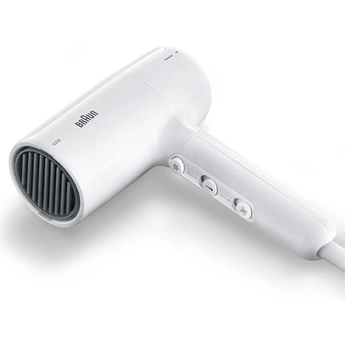 Braun Hairdryer HD2.1 Hair Dryer, 2100 Watts, +1 Attachment, Mechanical Press Switch, Pivot Cord Guard, Nozzle, Conc White - BRHD210SDE