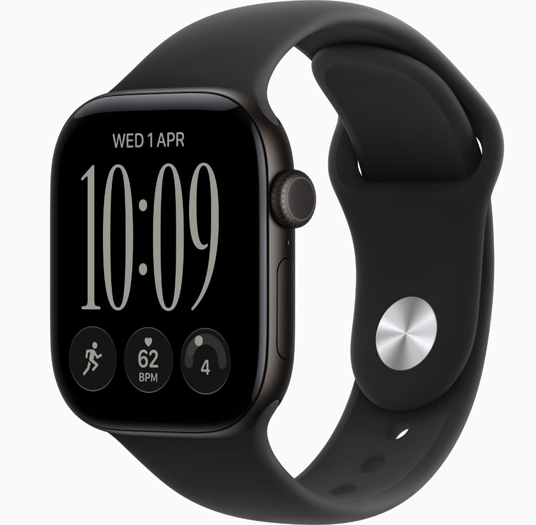 Apple Watch Series 12, GPS + Cellular, 42mm, Black Aluminum Case with Black Sport Band - S/M