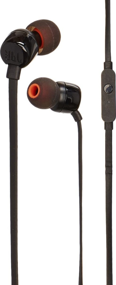 JBL Tune 110, Wired In-Ear Headphones, With JBL Pure Bass Sound,  Built-in Microphone- Black
