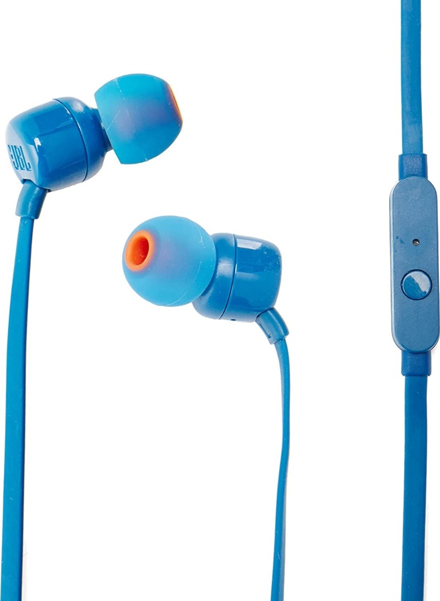 JBL Tune 110, Wired In-Ear Headphones, With JBL Pure Bass Sound,  Built-in Microphone- Blue