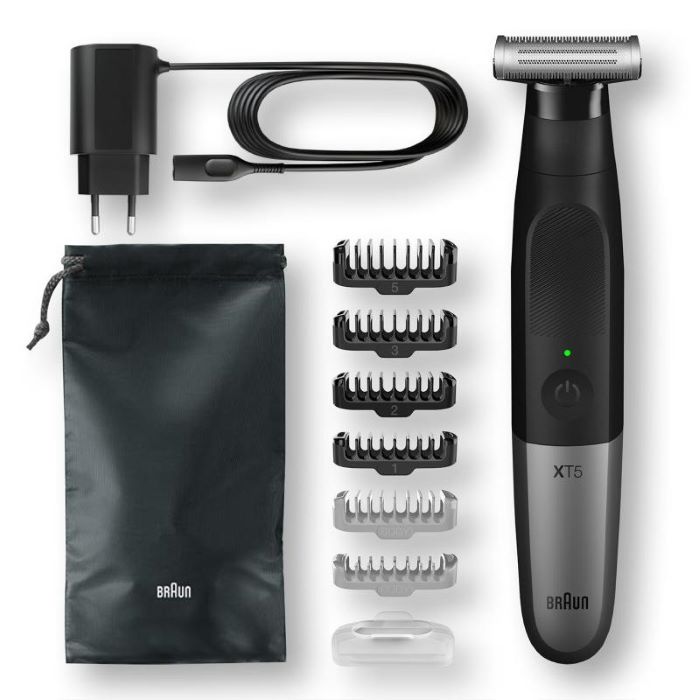 Braun Series X XT5200 Wet & Dry All-In-One Tool With 6 Attachments, Black/Silver