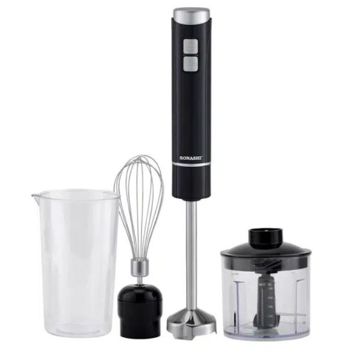 Sonashi 4-In-1 Hand Blender With Calibrated Beaker Chopper And Whisk 700 Ml 250W Black - SHB-185JCW