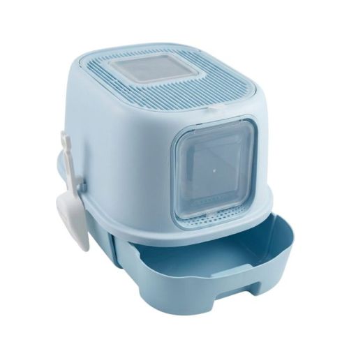 Cozy Paws Flip Top Jumbo Cat Litter Box With Scoop-52X32X40cm-Blue