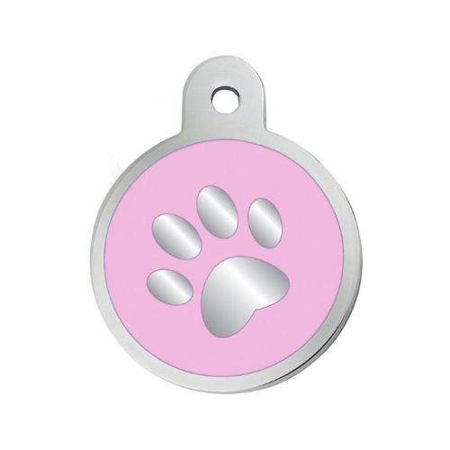 ID Tag Circle Epoxy Pink Paw