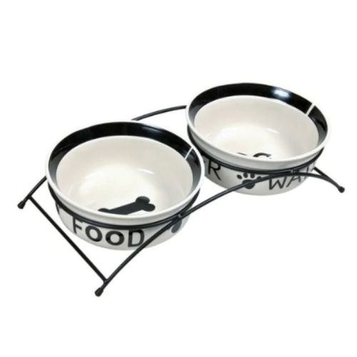 Trixie Ceramic Eat On Feet Set for Dogs White - 600ml