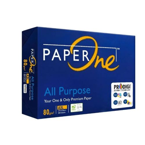 PAPERONE ALL PURPOSE, PRINTING / PHOTO COPY PAPER, A3 80GSM, WHITE, 500 PAGES IN A REAM