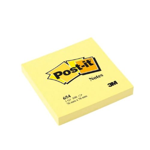 3M POST-IT NOTES 654, 3X3 INCHES, CANARY YELLOW