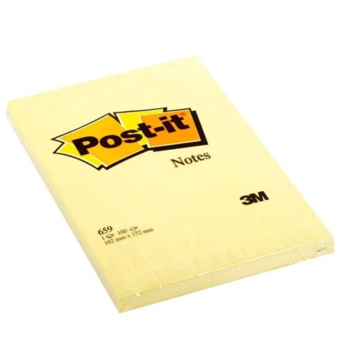 3M POST-IT NOTES 659, 4X6 INCHES, CANARY YELLOW