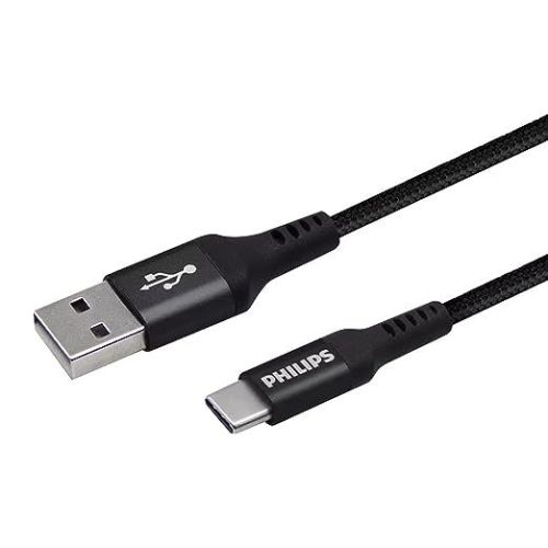Philips USB-A to USB-C Braided Cable Black 2m - DLC5206A/00