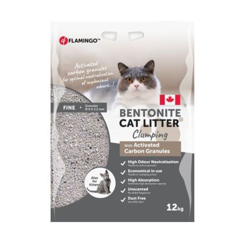 Flamingo Bentonite Activated Carbon Granules Clumping Cat Litter 12Kg